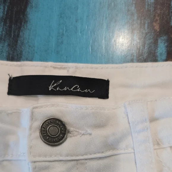 KanCan White Jean Shorts Distressed Raw-Edge - Picture 2 of 4